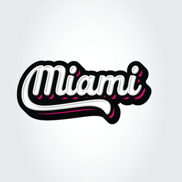 Miami Hand Lettering Typography Vector Template