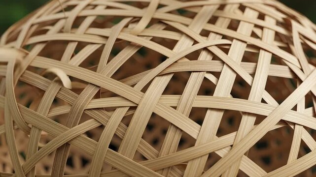 Close-up of woven bamboo ball.