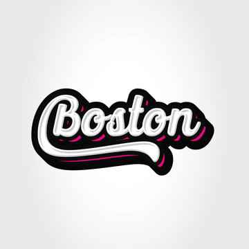 Boston Hand Lettering Typography Vector Template