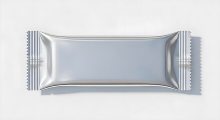 Blank silver foil snack bar wrapper isolated on white background