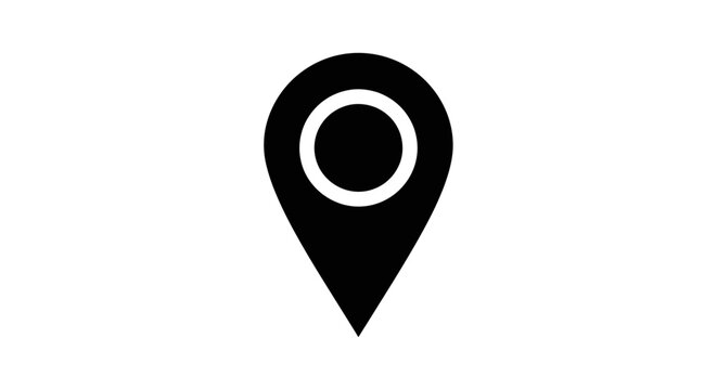 Black map pin icon symbol.