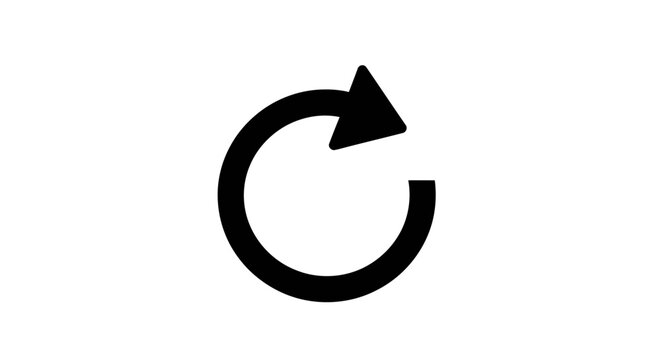 Black refresh arrow icon symbol.