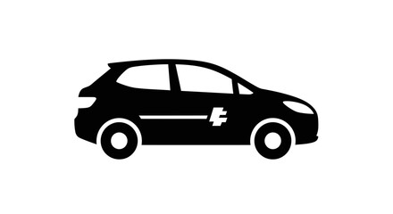 Fototapeta premium Black silhouette of a small car.