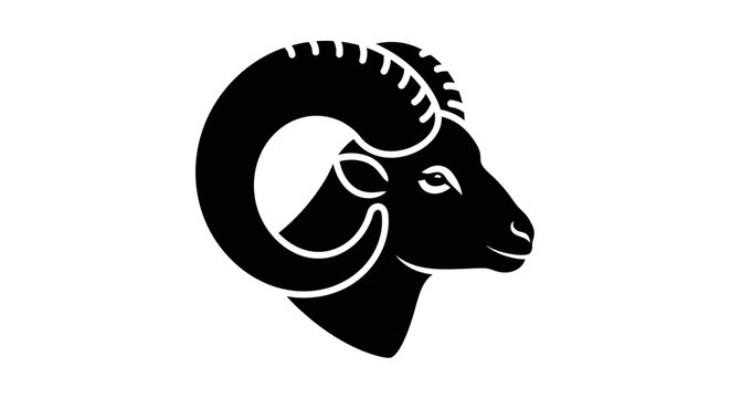 Black silhouette of a ram head.