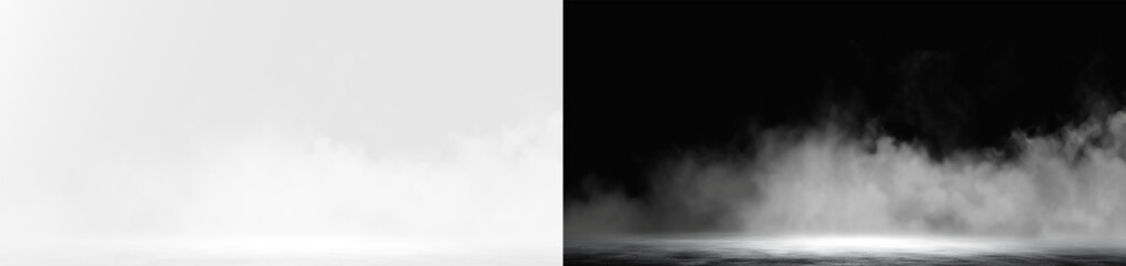 Fototapeta premium Smoke gas fog cloud puff, realistic thick white steam burst isolated. Overlay smoke effect png