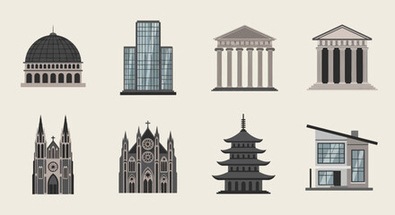 Collection of various famous buildings. © M FAIZAL