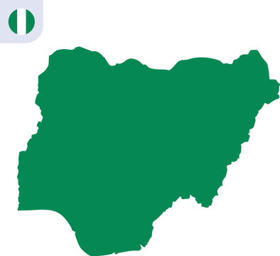Nigeria Map Vector Illustration with Clean Green Country Silhouette Shape Isolated on Transparent Background, Hand Made Geography Design of Nigerian Territory in West Africa, AI EPS10 JPG PNG