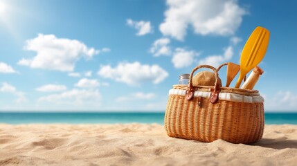 Perfect Picnic Basket on a Scenic Sandy Beach