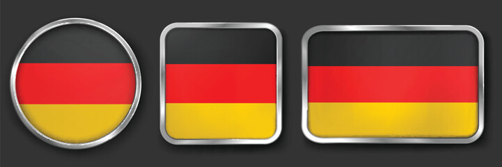 Obraz premium GERMANY Metallic Flag Collection, Circular, Square and Rectangular GERMANY Flag Badges Set