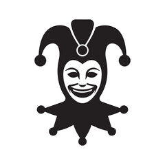 Joker head. Jester icon. Buffoon logo on white background 