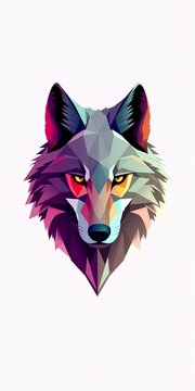 Geometric wolf, sharp lines, abstract creature, polygon art, digital illustration, minimalist design, stylized fauna,  illustration,  fauna