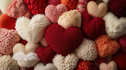 Heart-shaped handmade craft objects collection, Valentines display, holiday decor