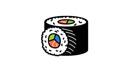 Sushi roll illustration on white background © Nataliaa