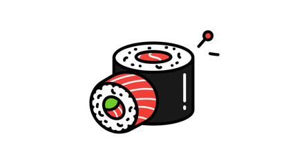 Sushi roll illustration on white background © Nataliaa