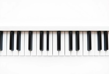 Clean, minimalist blank white piano key isolated on white background,  element,  monochrome