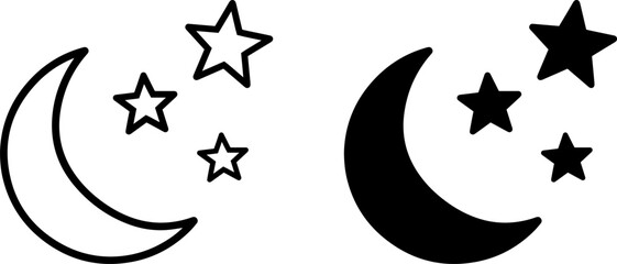 Modern crescent moon and stars icons for design and decoration © MOHAMMAD RABBI