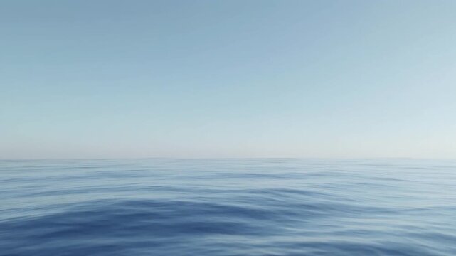 endless sea horizon with gentle wave motion under clear sky, minimal natural background, relaxing ocean atmosphere, static camera, ultra realistic, 4k, 5 seconds, stable footage, clean footage, no log