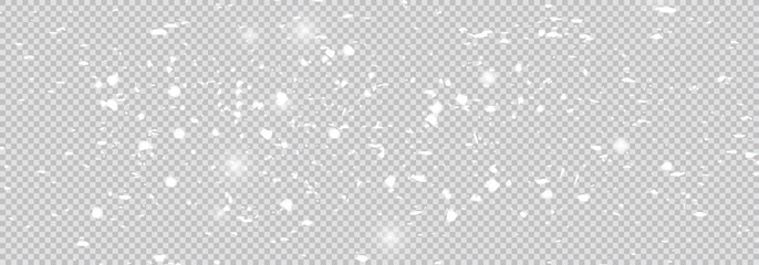 Image of snow falling over transparent background. Season and winter interface concept image. Falling down real snowflakes © Creative