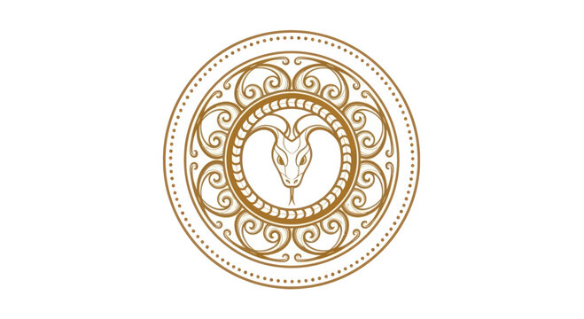 Golden Snake Emblem on White Background