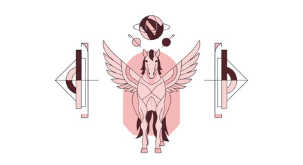 Winged Horse Pegasus Celestial Geometric Art