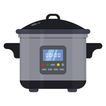 Electric Multi cooker with buttons, timer, handles