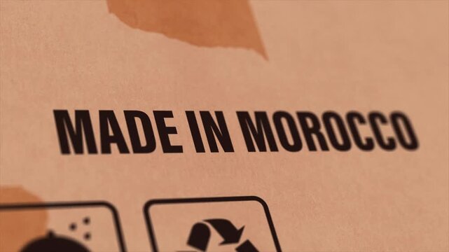 Made in COMOROS Label on Cardboard Box, Animated COMOROS Manufacturing Export Concept