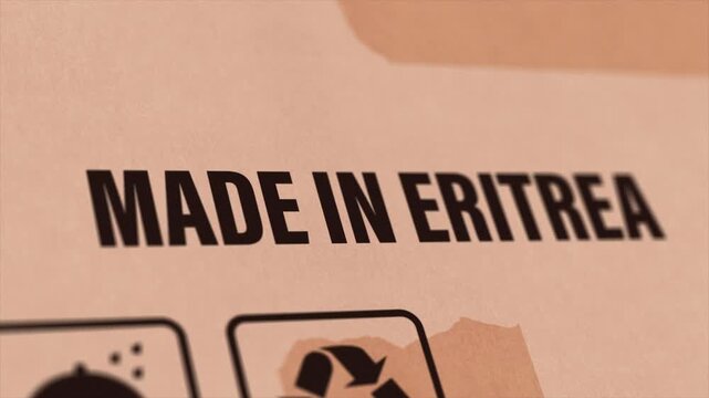 Made in Tunisia Label on Cardboard Box, Animated Tunisia Manufacturing Export Concept