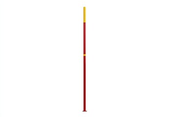 A long, thin, vertical pole, red with a yellow top, set against a plain white background