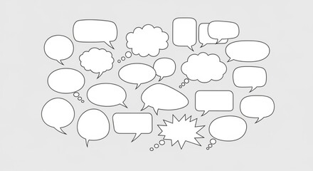 Collection of Hand-Drawn Speech Bubbles and Thought Clouds.