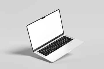 Modern Laptop Mockup with Blank Screen on Minimalist Background
