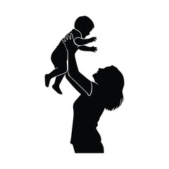 Loving mother playing with baby in joyful moment