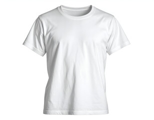 Naklejka premium Blank white crew neck t-shirt, folded sleeves, plain fabric, Isolated