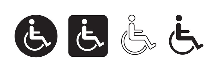 Wheelchair accessibility icon set. Disability & handicap vectors, ADA compliant symbols, mobility aid & accessible facility graphics © Dil Graphics Sign