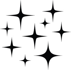 Black star shapes in minimalist design with dramatic lighting on white background for graphic design