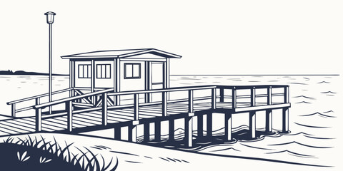 A detailed illustration of a large, multi-story building with intricate architectural details. Vector © rabby