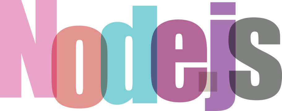 Nodejs Text Logo with Overlapping Colorful Transparent Letters