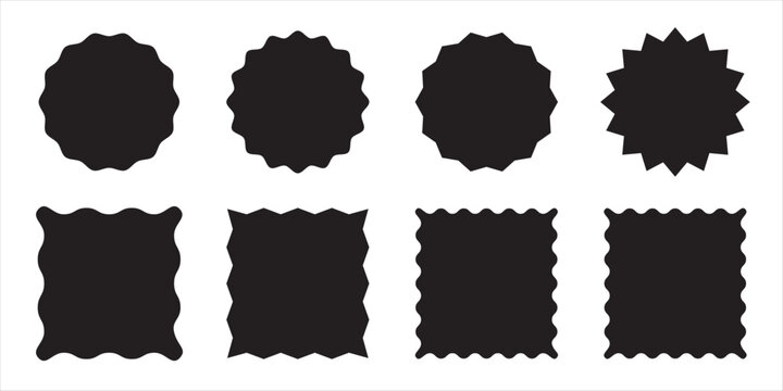 zig zag edge circle shape set jagged round elements. eps 10.