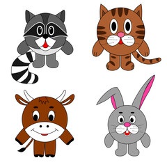 Fototapeta premium raccoon, cat, cow, rabbit