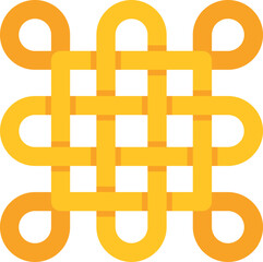 Obraz premium Yellow endless knot icon representing longevity, wisdom, connection, infinity, and prosperity
