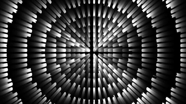 Abstract white radial motion background, futuristic digital tunnel loop, high tech energy burst