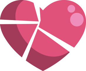 Fototapeta premium Broken heart icon showing pieces separating, symbolizing emotional pain