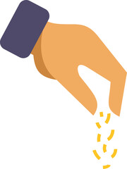 Fototapeta premium Hand sprinkling small yellow particles, representing sowing, planting, or seasoning food