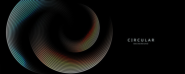 Fototapeta na wymiar Abstract dark background with circular lines and layered rings.