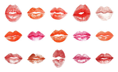 PNG Colorful lipstick kiss prints, transparent background