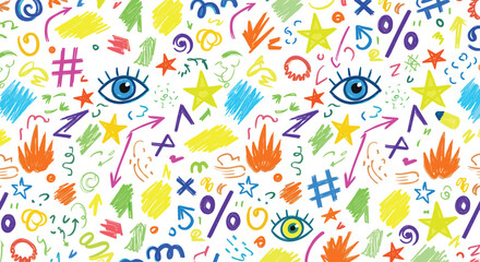 Fototapeta premium Colorful Hand-Drawn Doodle Pattern Vector Background