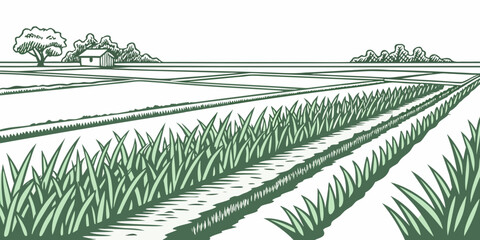 A serene landscape of rolling green hills under a clear blue sky. Vector © Rabbi