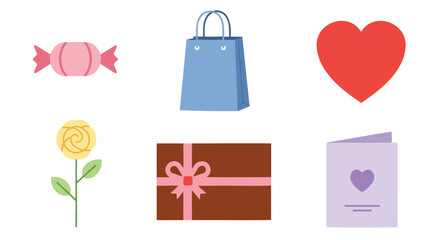 Obraz premium Candy gift bag heart rose and present for romantic occasion