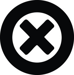 Obraz premium Black and white circular symbol with large black x mark in center