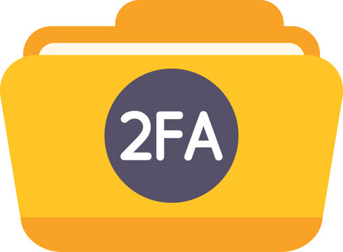 Folder icon featuring 2fa symbol, representing two factor authentication and data security