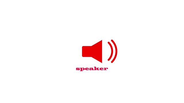 Speaker icon animated on, dynamic volume animation, motion effect, optimized for audio US and sound visualization, isolated on white background